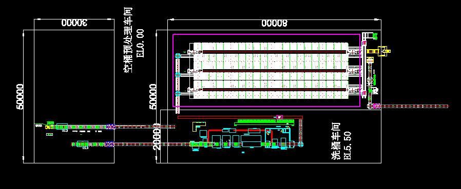 某新能源空桶预处理清洗线布局图